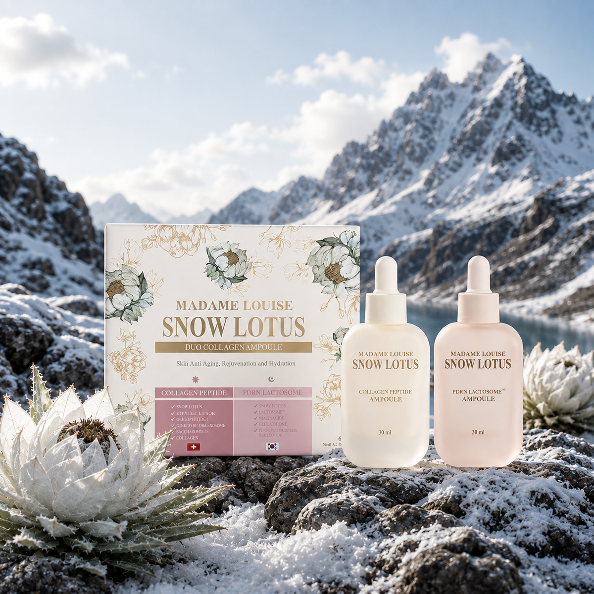 Snow Lotus Duo Collagen Ampoule | แอมพูล Day & Night Madame Louise 1 กล่อง